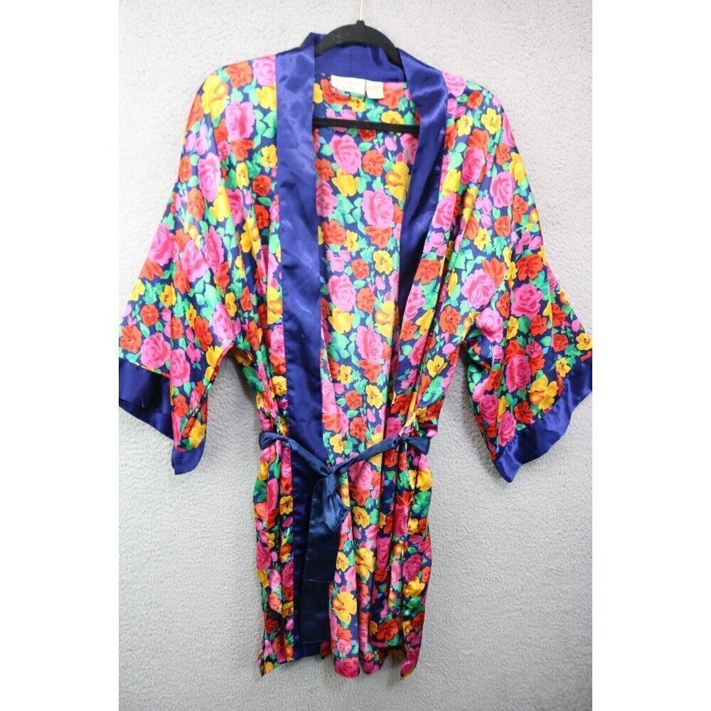 Victoria's Secret Vintage Gold Label Satin Floral Robe-One Size-Beautiful